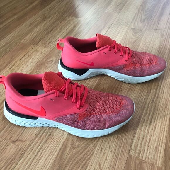 NIKE Odyssey React 2 Flyknit AH1016-800 Ember Glow/Red Running Shoes - Picture 11 of 11